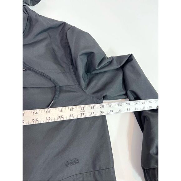 Volcom Enemy Stone Windbreaker Womens Small Black Hooded Front Zip Snap Button - Picture 7 of 13